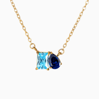 December Birthstone Double Shaped Gemstone Necklace