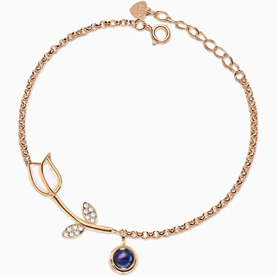 Projection Customized Photo Flower Shape Chain Bead Pendant Bracelet