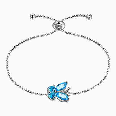 December Birthstone Butterfly Adjustable Bracelet