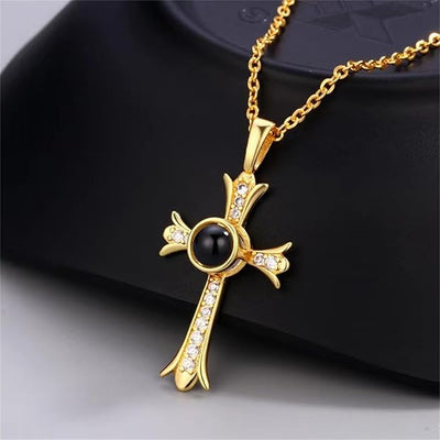 Projected Photo Custom Cross Diamond Necklace