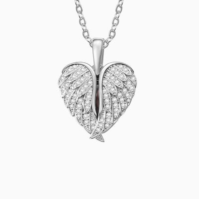 Personalized Engraved Letter Heart Wing Necklace