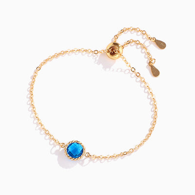 December Birthstone Round Pendant Adjustable Bracelet