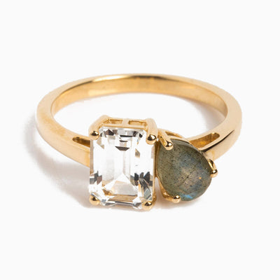 December Birthstone Double Shaped Gemstone Ring