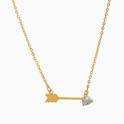 December Birthstone Heart and Arrow Pendant Necklace