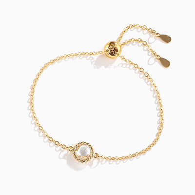 December Birthstone Round Pendant Adjustable Bracelet