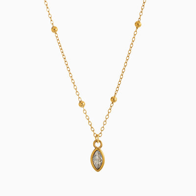 December Birthstone Shaped Zircon Pendant Round Bead Necklace