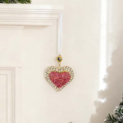Personalized Photo Projection Diamond-Studded Heart Christmas Decoration Pendant