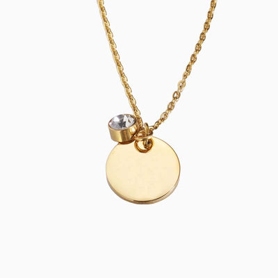 December Birthstone Round Engraved Necklace