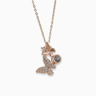 Projection Photo Customed Double Butterfly Necklace