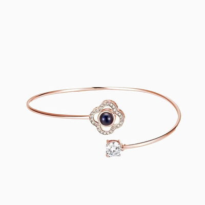 Projection Photo Customed Four Leaf Clover Diamond Bracelet