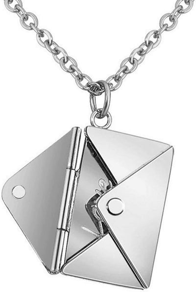 Love Letter Envelope Necklace,Locket Envelope Necklace with personalized Message Letter a Love for Women Stainless Steel Jewelry for Mom Wife Bestfriend