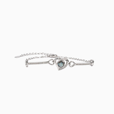 Projection Customized Photo Hollow Heart Diamond Bracelet