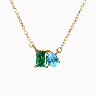 December Birthstone Double Shaped Gemstone Necklace