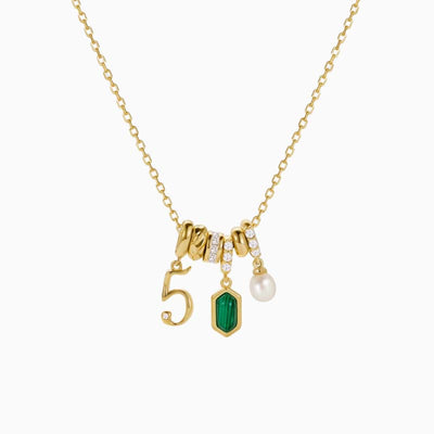 December Birthstone Number Multi-Charm Pendant Necklace