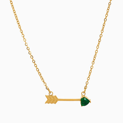 December Birthstone Heart and Arrow Pendant Necklace