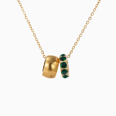 December Birthstone Rhinestone Double Circle Necklace