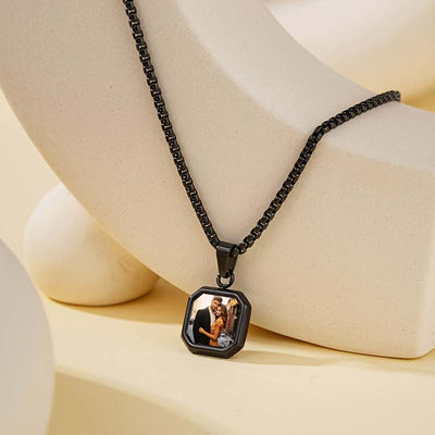 Customized Photo Temperature-Responsive Color-Changing Square Pendant Necklace