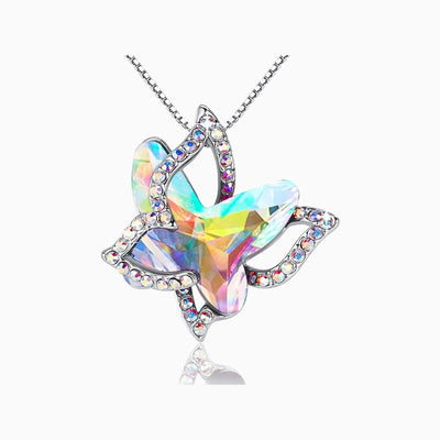 Fashionable Diamond Crystal Butterfly Pendant Necklace
