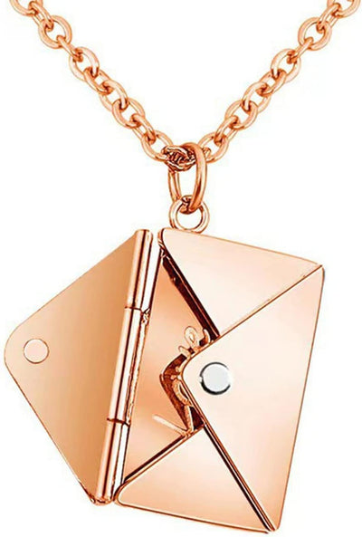 Love Letter Envelope Necklace,Locket Envelope Necklace with personalized Message Letter a Love for Women Stainless Steel Jewelry for Mom Wife Bestfriend