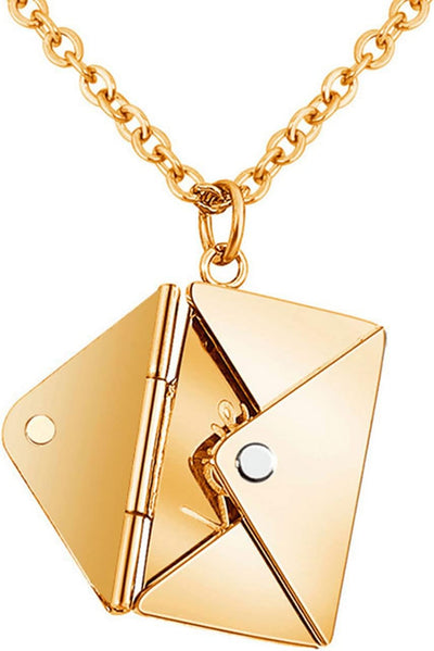 Love Letter Envelope Necklace,Locket Envelope Necklace with personalized Message Letter a Love for Women Stainless Steel Jewelry for Mom Wife Bestfriend