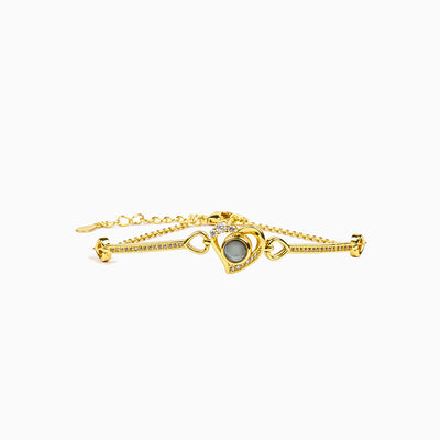 Projection Customized Photo Hollow Heart Diamond Bracelet