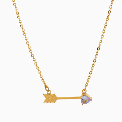 December Birthstone Heart and Arrow Pendant Necklace