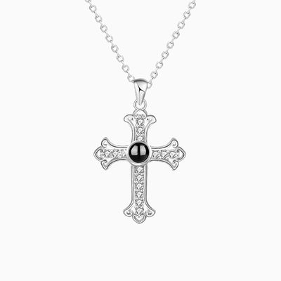 Projected Photo Custom Cross-Shaped Diamond Necklace