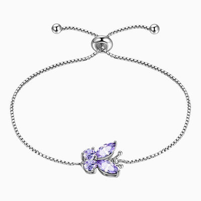 December Birthstone Butterfly Adjustable Bracelet