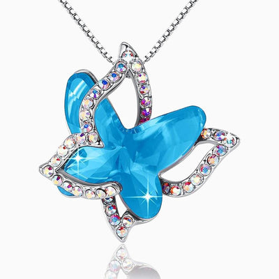 Fashionable Diamond Crystal Butterfly Pendant Necklace