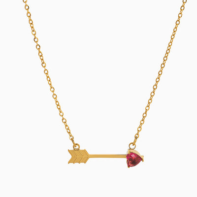 December Birthstone Heart and Arrow Pendant Necklace