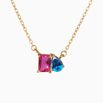 December Birthstone Double Shaped Gemstone Necklace