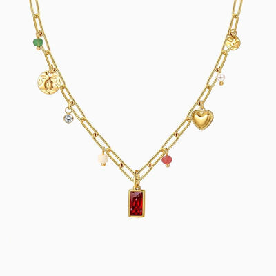 December Birthstone Multi-Charm Pendant Necklace