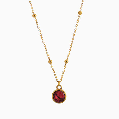 December Birthstone Shaped Zircon Pendant Round Bead Necklace