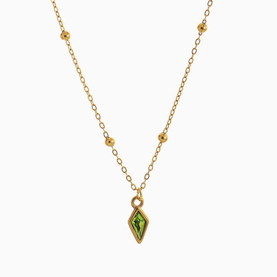 December Birthstone Shaped Zircon Pendant Round Bead Necklace