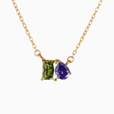 December Birthstone Double Shaped Gemstone Necklace