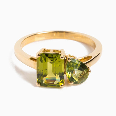 December Birthstone Double Shaped Gemstone Ring