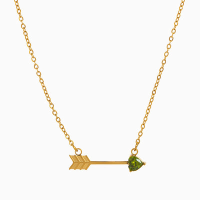 December Birthstone Heart and Arrow Pendant Necklace