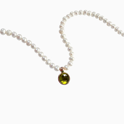 December Birthstone Round Pendant Pearl Short Necklace
