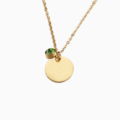 December Birthstone Round Engraved Necklace