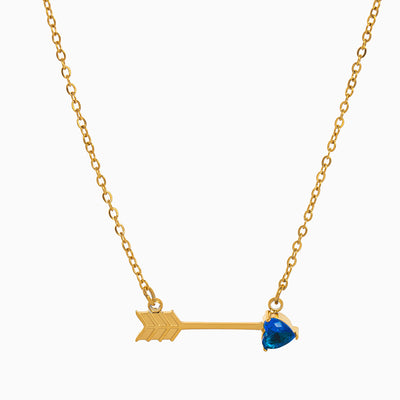December Birthstone Heart and Arrow Pendant Necklace