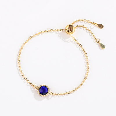 December Birthstone Round Pendant Adjustable Bracelet