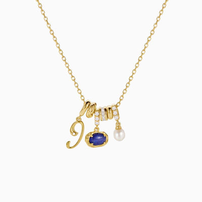 December Birthstone Number Multi-Charm Pendant Necklace