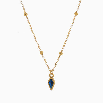 December Birthstone Shaped Zircon Pendant Round Bead Necklace