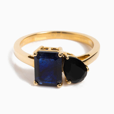 December Birthstone Double Shaped Gemstone Ring