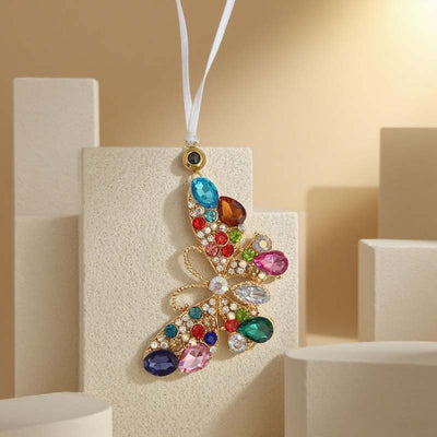 Personalized Photo Projection Full Diamond Colorful Butterfly Christmas Decoration Pendant