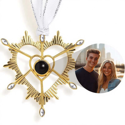 Personalized Photo Projection Heart Snowflake Christmas Decoration Pendant