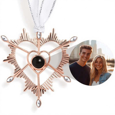 Personalized Photo Projection Heart Snowflake Christmas Decoration Pendant