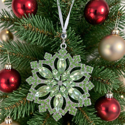Personalized Photo Projection Vintage Snowflake Green Christmas Decoration Pendant