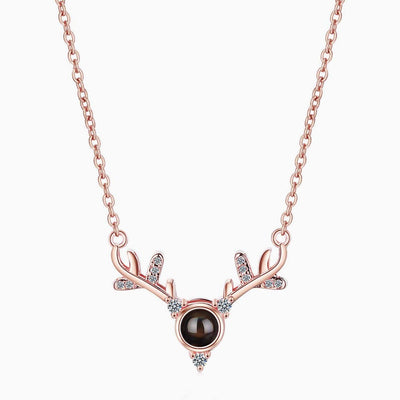 Projection Photo Customed Antler Crystal Inlaid Necklace
